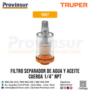 Filtro Separador de Agua y Aceite con Cuerda 1/4'' NPT 19027 Truper