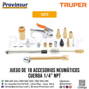 Juego de 18 Accesorios Neumáticos con Cuerda 1/4'' NPT 19079 Truper