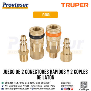 Juego de 2 Conectores Rápidos y 2 Coples de Latón 19080 Truper