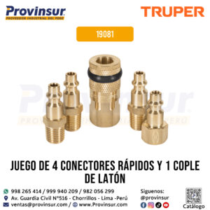 Juego de 4 Conectores Rápidos y 1 Cople de Latón 19081 Truper