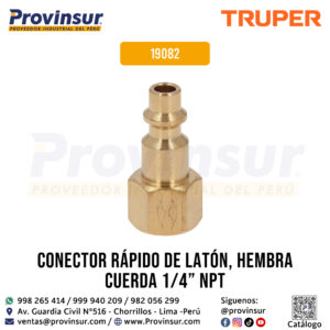 Conector Rápido de Latón Hembra con Cuerta 1/4'' NPT 19082 Truper