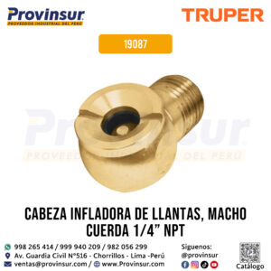 Cabeza Infladora de Llantas Macho con Cuerda 1/4'' NPT 19087 Truper