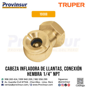 Cabeza Infladora de Llantas Conexión hembra con Cuerda 1/4'' NPT 19088 Truper