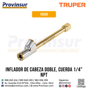 Inflador de Cabeza Doble con Cuerda 1/4'' NPT 19089 Truper