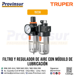 Filtro y Regulador de Aire con Módulo de Lubricación 19238 Truper