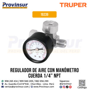Regulador de Aire con Manómetro con Cuerda 1/4'' NPT 19239 Truper
