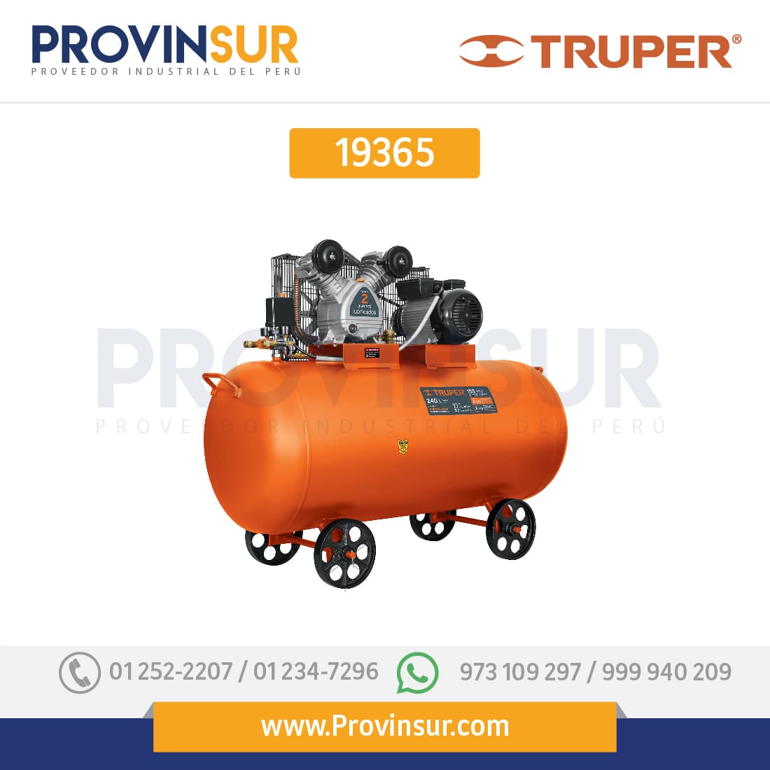 Compresor de Aire de 240 Lts, Horizontal 19365 Truper 1 Compresor de Aire de 240 Lts, Horizontal 19365 Truper