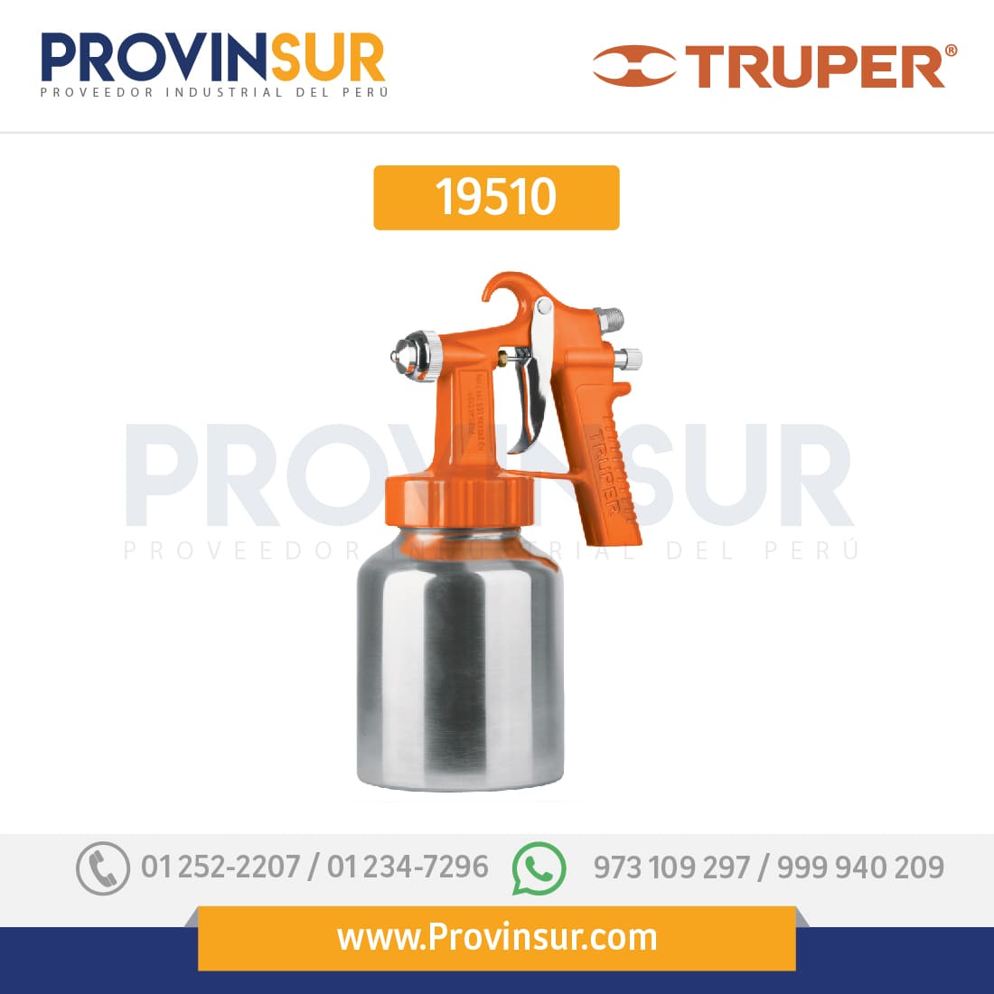 Pistola p/pintar baja presión, naranja, entrada superior 19510 Truper 1 Pistola p/pintar baja presión, naranja, entrada superior 19510 Truper