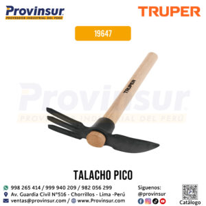 Rastrillo / Pico con Mango de Madera 14'' 19647 Truper