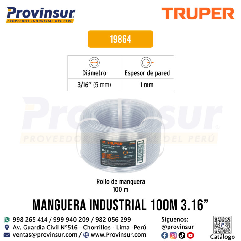 Manguera 3/16'' Industrial en Rollo de 100 m 19864 Truper » Provinsur SAC