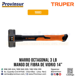 Marro Octagonal 3 lbs con Mango de Fibra de Vidrio 14'' 19883 Truper