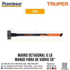 Marro Octagonal 6 lbs con Mango de Fibra de Vidrio 36'' 19884 Truper
