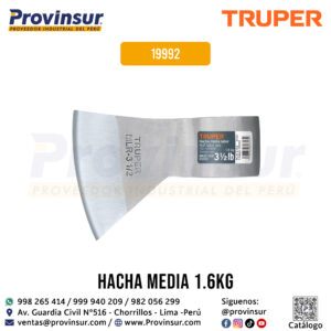 Hacha Media Labor Ojo Redondo 3-1/2 lb Sin Mango 19992 Truper