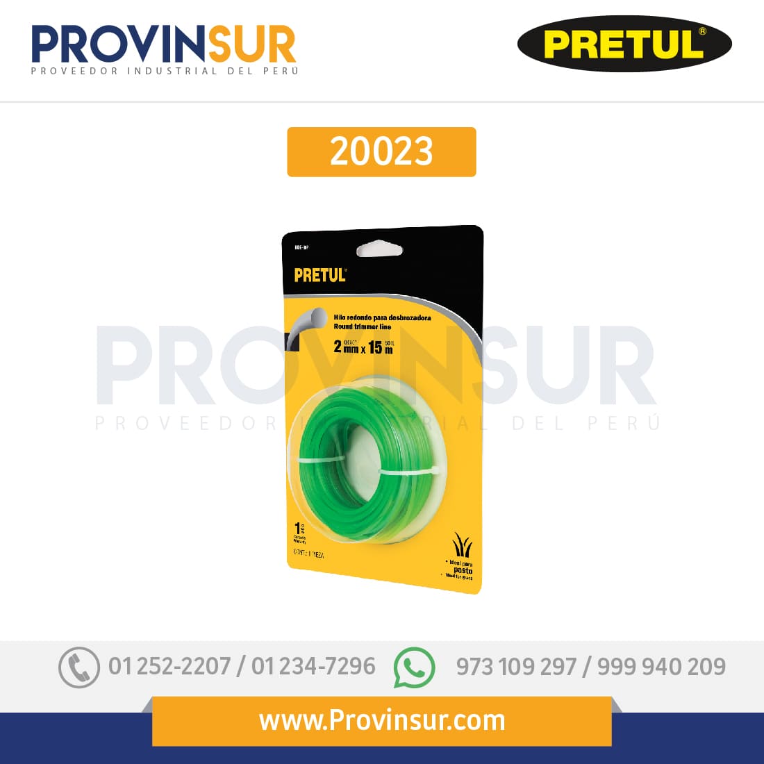 Tarjeta con 15 m hilo redondo 2 mm p/desbrozadora, 20023 Pretul 1 Tarjeta con 15 m hilo redondo 2 mm p/desbrozadora, 20023 Pretul