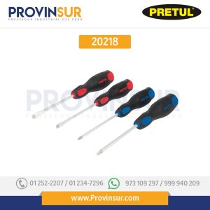 Juego de 4 desarmadores mango comfort grip, pretul 20218 Pretul