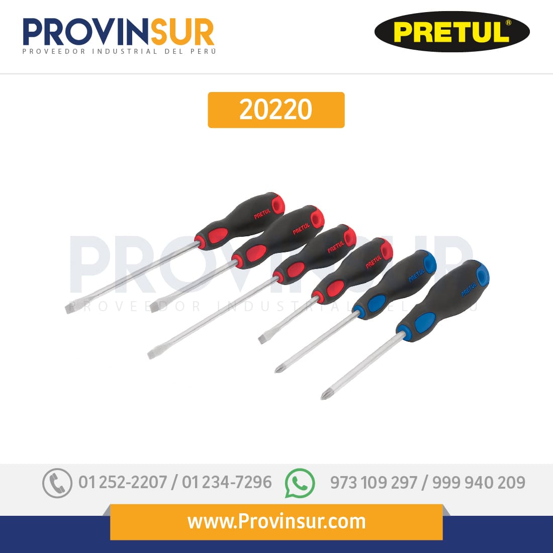 Juego de 6 desarmadores mango comfort grip, 20220 Pretul 1 Juego de 6 desarmadores mango comfort grip, 20220 Pretul