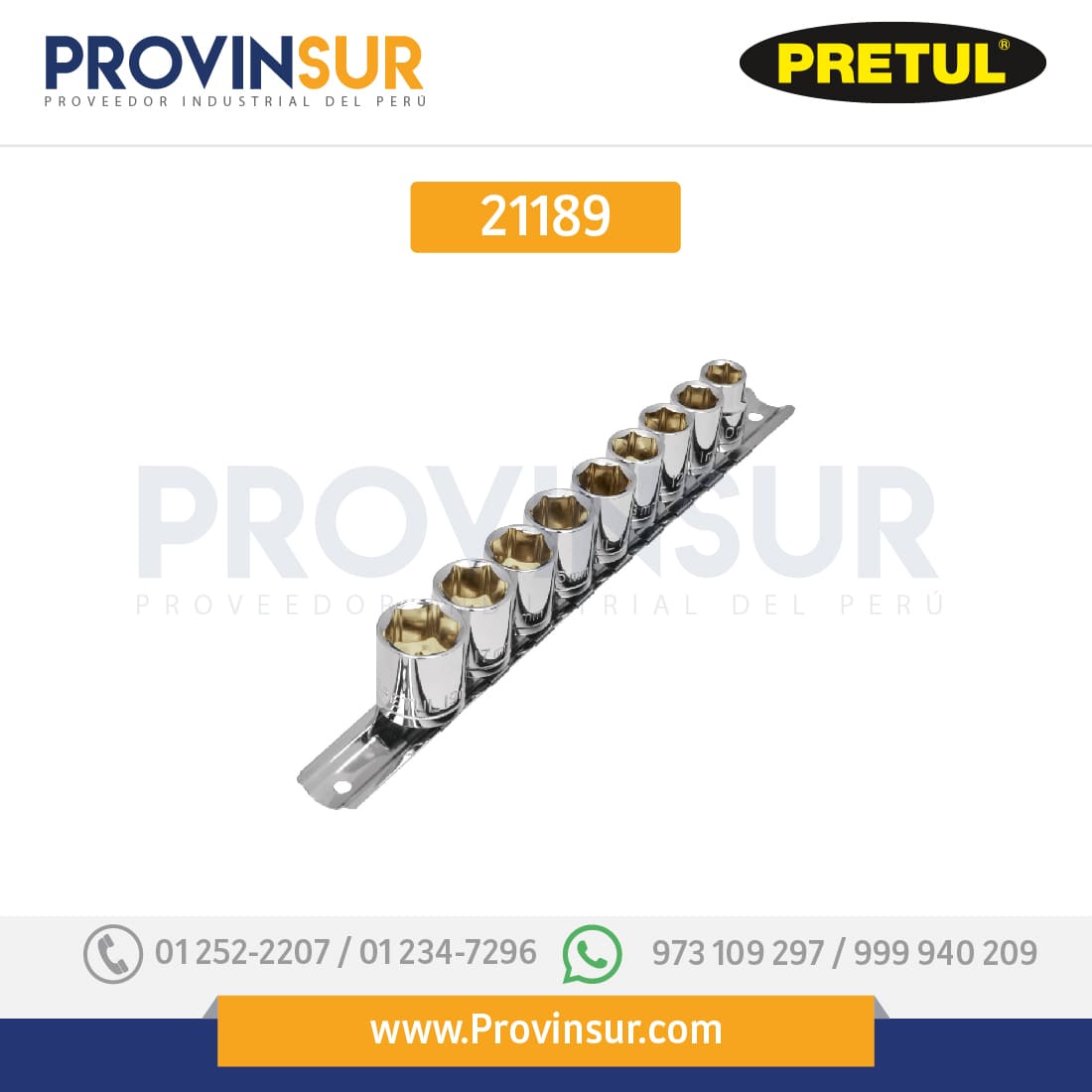 Juego de 9 dados cuadro 3/8" mm, 21189 Pretul 1 Juego de 9 dados cuadro 3/8" mm, 21189 Pretul