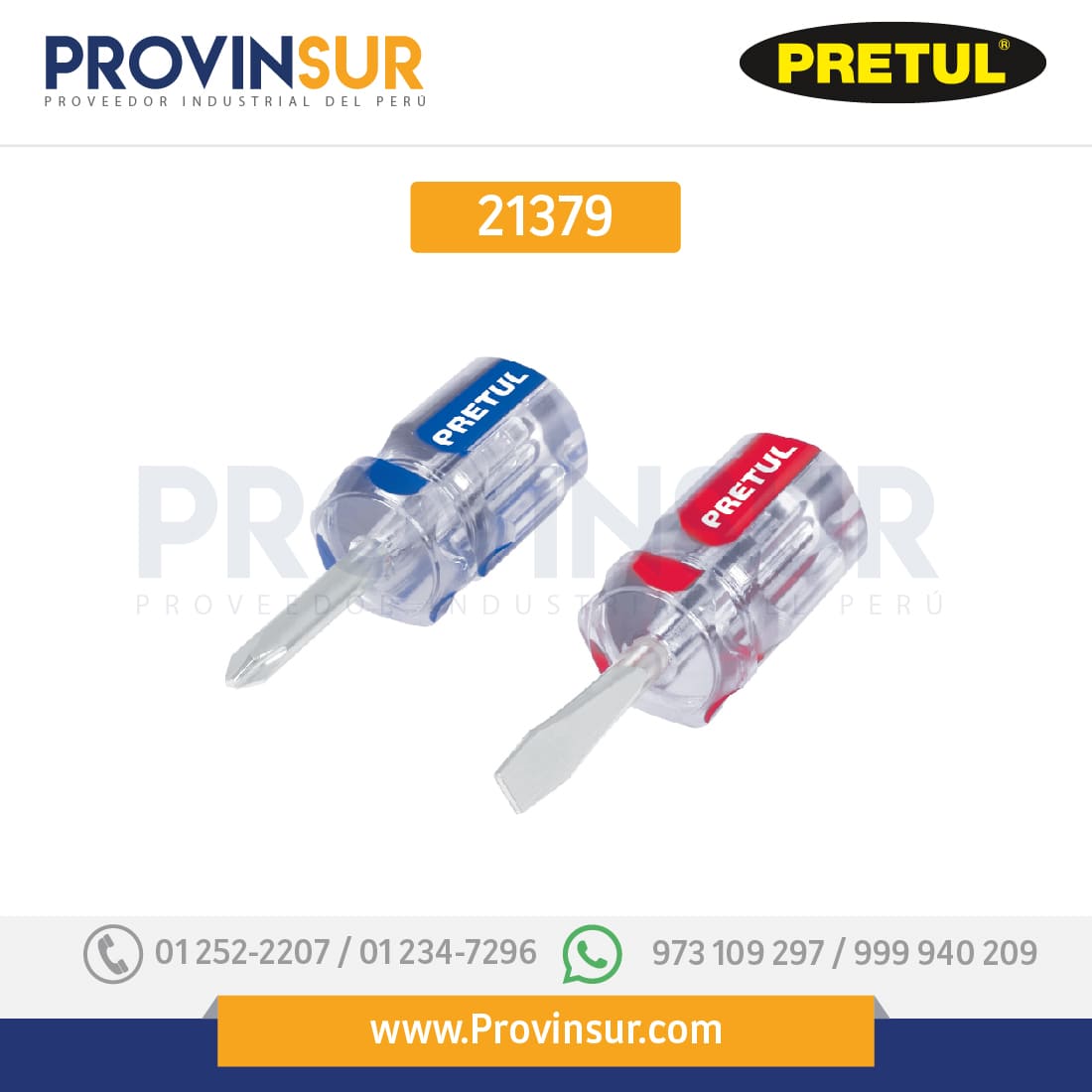 Juego desarmadores, tipo trompo, 2 piezas, PVC, 21379 Pretul 1 Juego desarmadores, tipo trompo, 2 piezas, PVC, 21379 Pretul