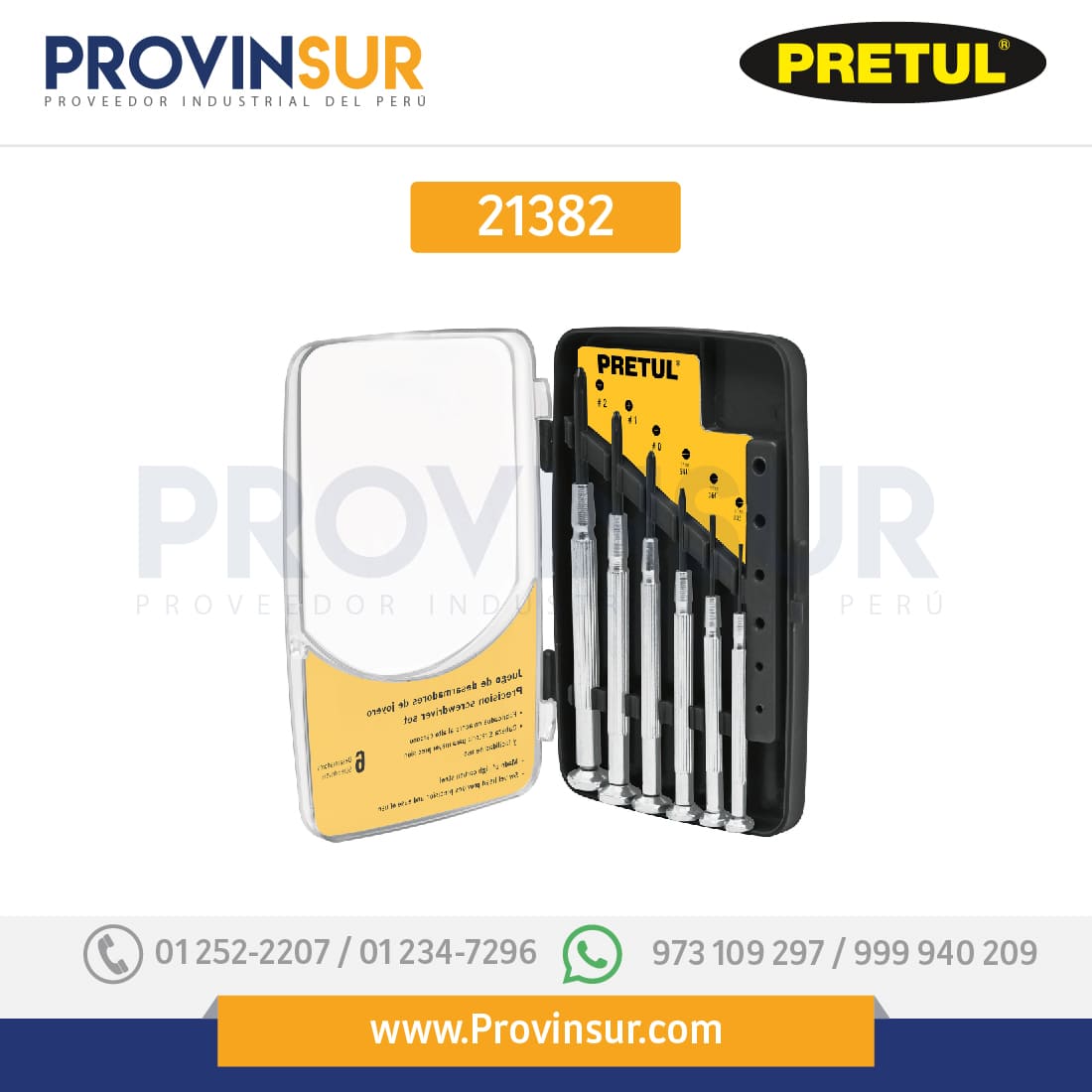 Juego con 6 desarmadores de precisión mango metálico, 21382 Pretul 1 Juego con 6 desarmadores de precisión mango metálico, 21382 Pretul