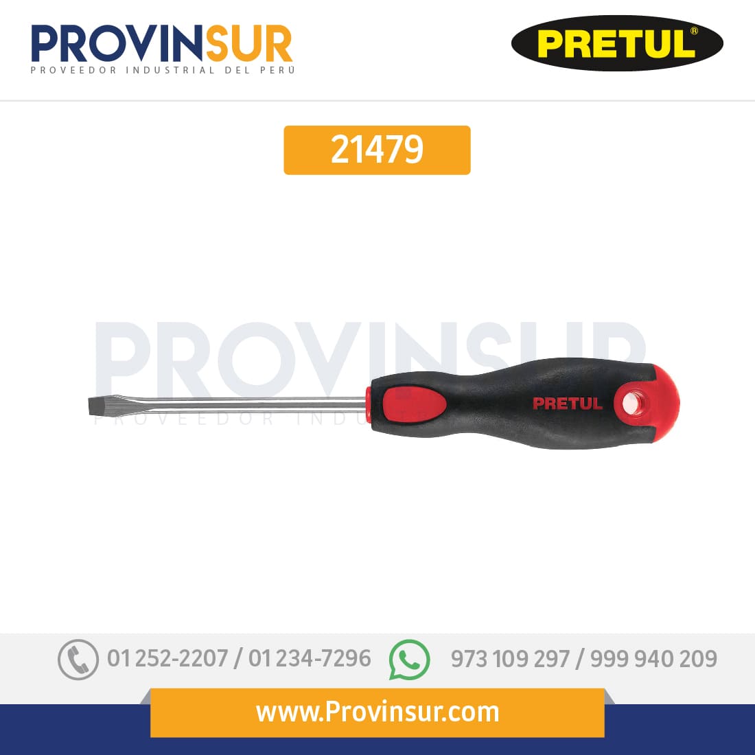 Desarmador plano, 3/16x6", mgo Comfort Grip, 21479 Pretul 1 Desarmador plano, 3/16x6", mgo Comfort Grip, 21479 Pretul