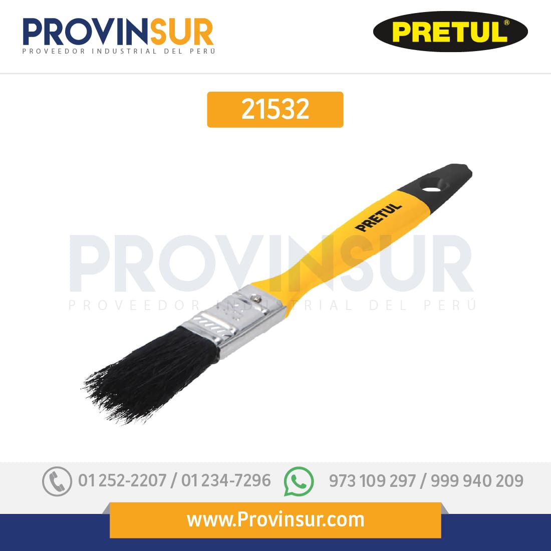 Brocha, mango de plástico, 1/2", 21532 Pretul 1 Brocha, mango de plástico, 1/2", 21532 Pretul