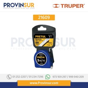 Flexómetro, azul, 3 m, cinta 13 mm, Pretul, tarjeta plástica 21609 Truper