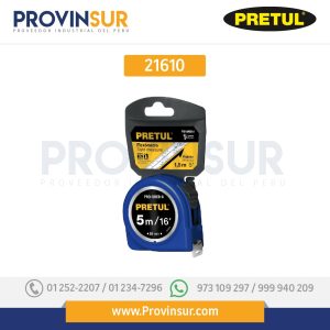 Flexómetro, azul, 5 m, cinta 19 mm, tarjeta plástica 21610 Pretul