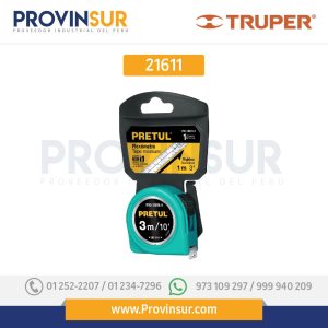 Flexómetro, verde, 3 m, cinta 13 mm tarjeta plástica 21611 Pretul