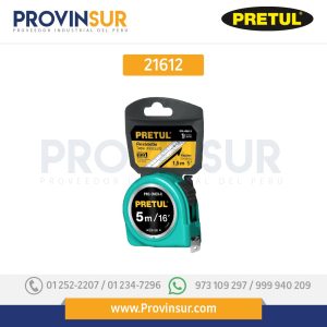 Flexómetro, verde, 5 m, cinta 19 mm, tarjeta plástica 21612 Pretul