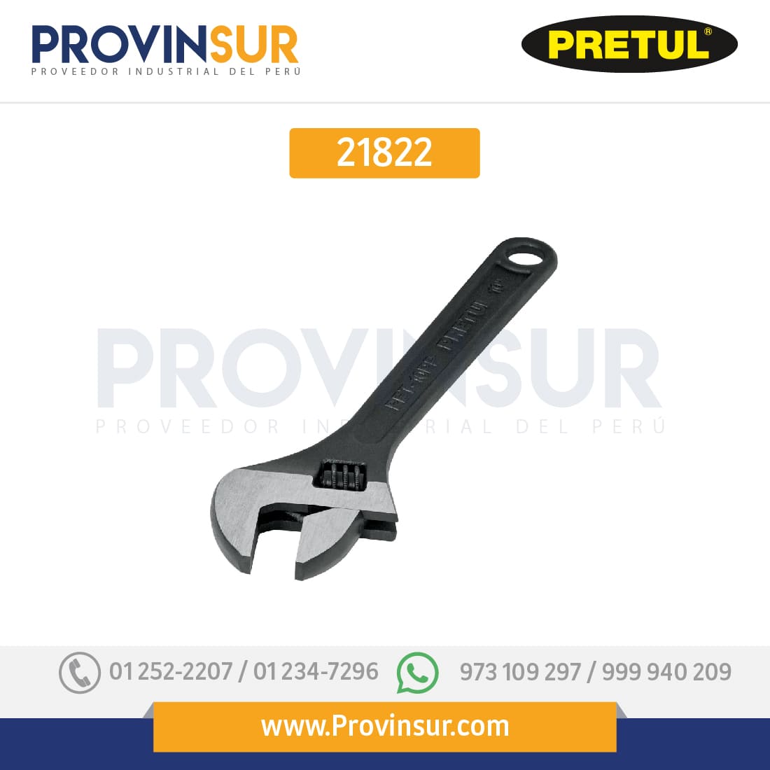Llave ajustable (perico), pavonado 6" 21822 Pretul 1 Llave ajustable (perico), pavonado 6" 21822 Pretul