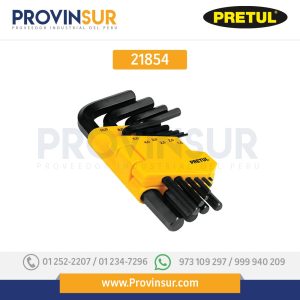 Juego de 10 llaves Allen standard con organizador, 21854 Pretul