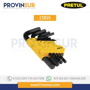 Juego de 10 llaves Allen milimétricas c/organizador, 21855 Pretul