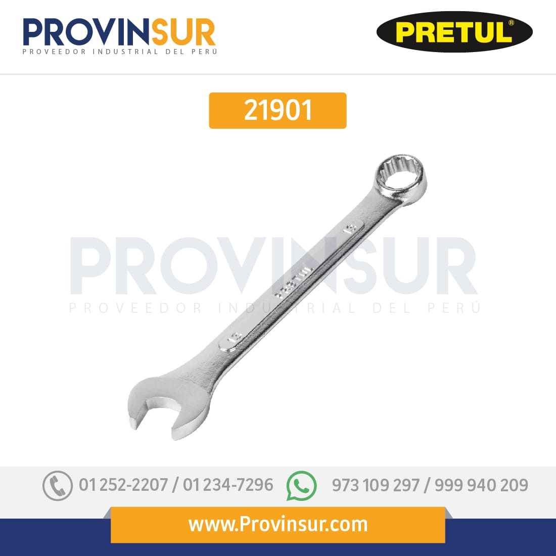 Llave combinada, mm, 7 x 110 mm, 21901 Pretul 1 Llave combinada, mm, 7 x 110 mm, 21901 Pretul