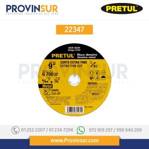 Disco Tipo 41 para corte fino de metal 9", 2 mm 22347 Pretul