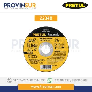 Disco Tipo 41 para corte fino de metal 4-1/2", 1.0 mm 22348 Pretul