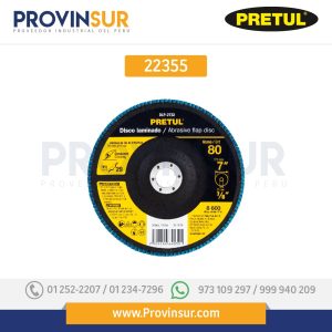 Disco laminado, 7", grano 80, centro 7/8", 22355 Pretul