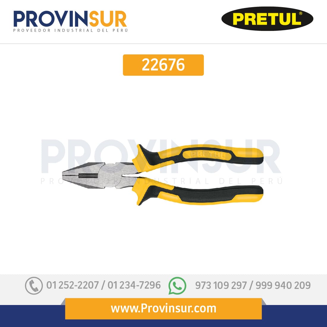 Pinza para electricista 7", mango comfort grip, 22676 Pretul 1 Pinza para electricista 7", mango comfort grip, 22676 Pretul