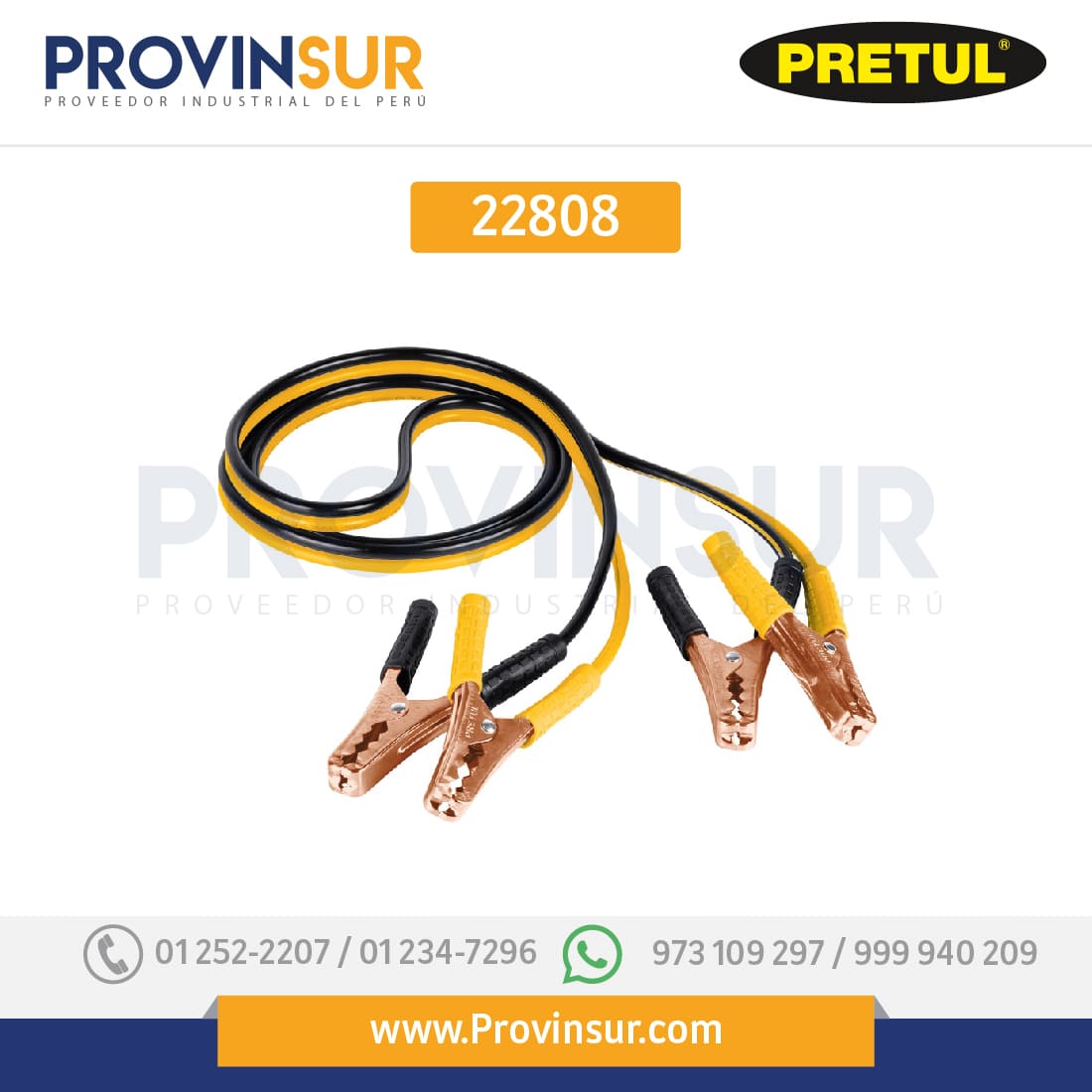 Cables pasa corriente 2.5m calibre 10 AWG 22808 Pretul 1 Cables pasa corriente 2.5m calibre 10 AWG 22808 Pretul