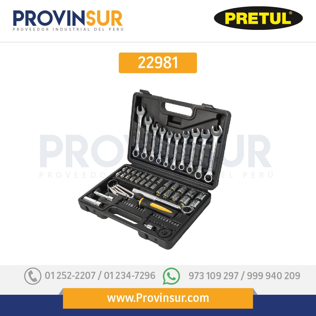 Juego de 70 herramientas 1/4" y 3/8" para mecánico, 22981 Pretul 1 Juego de 70 herramientas 1/4" y 3/8" para mecánico, 22981 Pretul