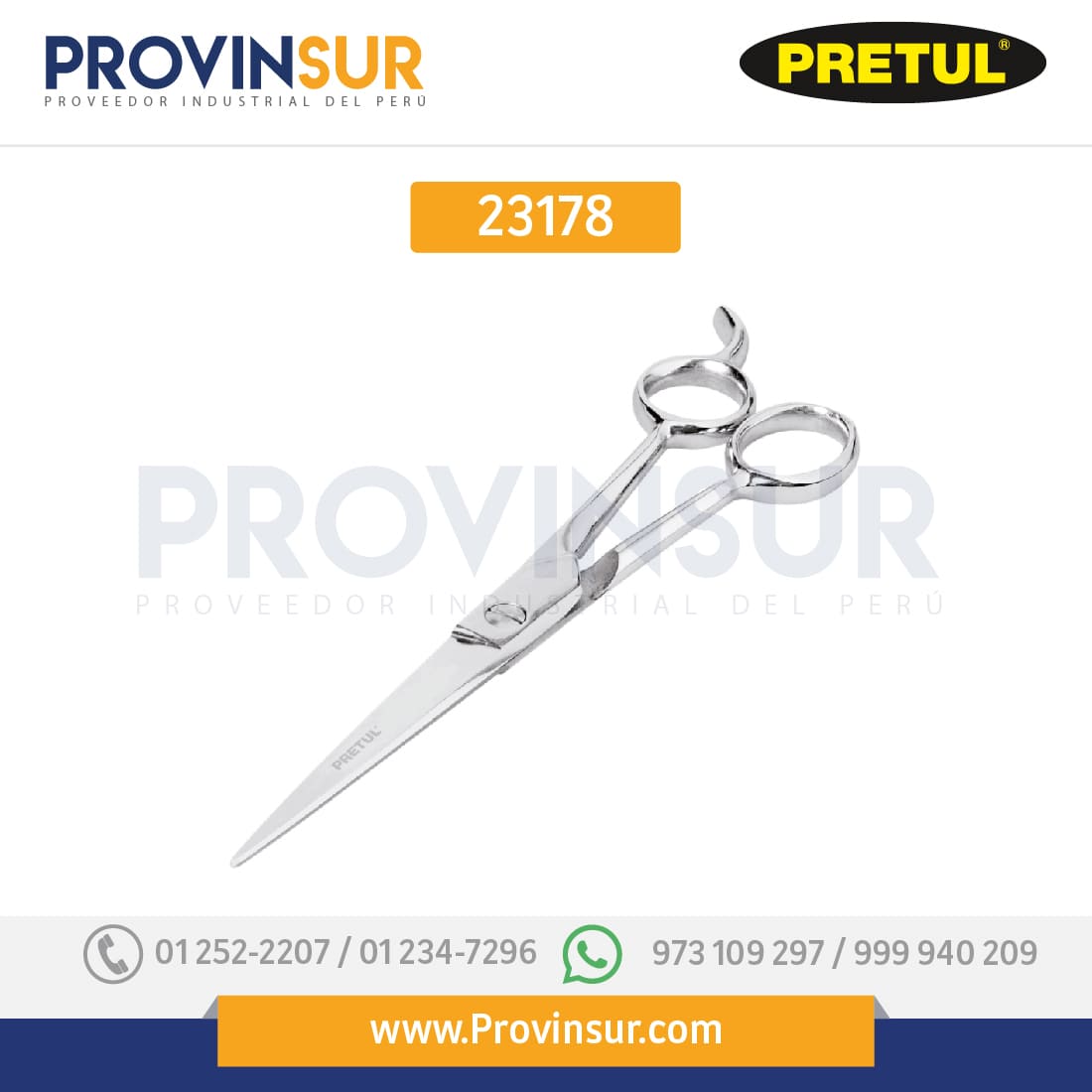 Tijera para estilista con gancho, 7-1/2", 23178 Pretul 1 Tijera para estilista con gancho, 7-1/2", 23178 Pretul