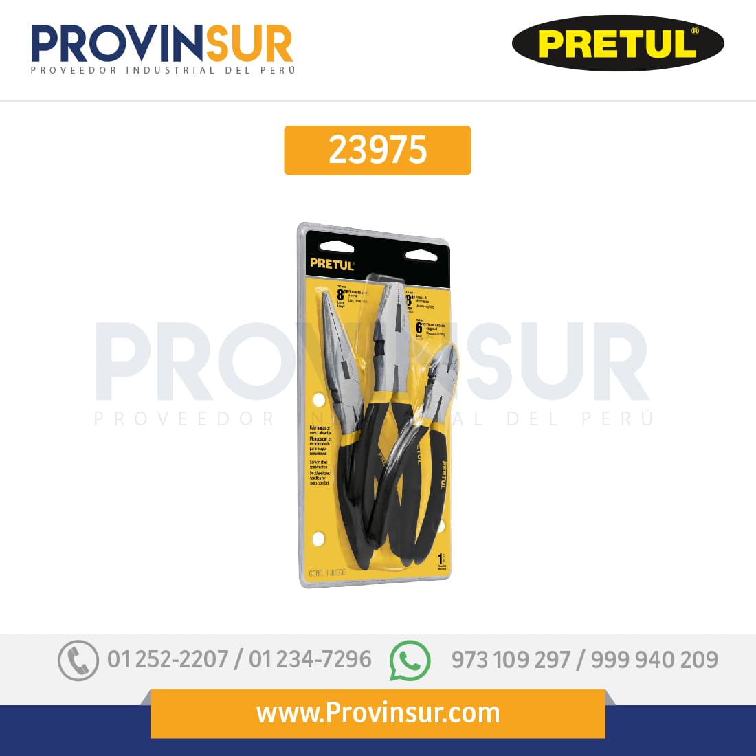 Juego de pinzas, 3 piezas en blíster, 23975 Pretul 1 Juego de pinzas, 3 piezas en blíster, 23975 Pretul