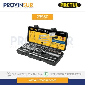 Juego de 22 herramientas 1/4" mm para mecánico, 23980 Pretul
