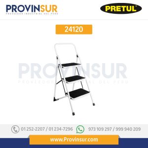 Escalerilla plegable de acero, 3 peldaños, 24120 Pretul