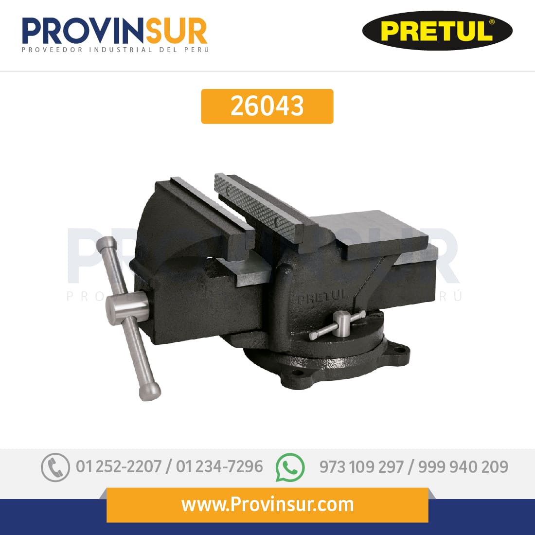 Tornillo de banco, hierro gris, 6", 26043 Pretul 1 Tornillo de banco, hierro gris, 6", 26043 Pretul