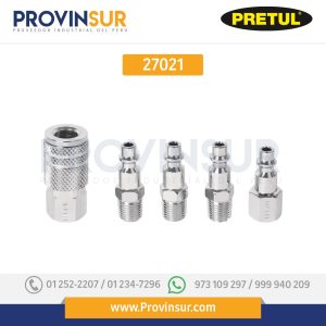 Juego de 4 conectores y 1 cople para compresor, Pretul