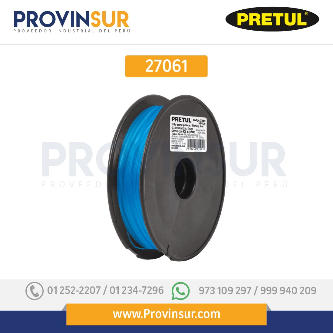Carrete con 100 m de hilo para pesca azul calibre 0.40 mm 27061 Pretul 1 Carrete con 100 m de hilo para pesca azul calibre 0.40 mm