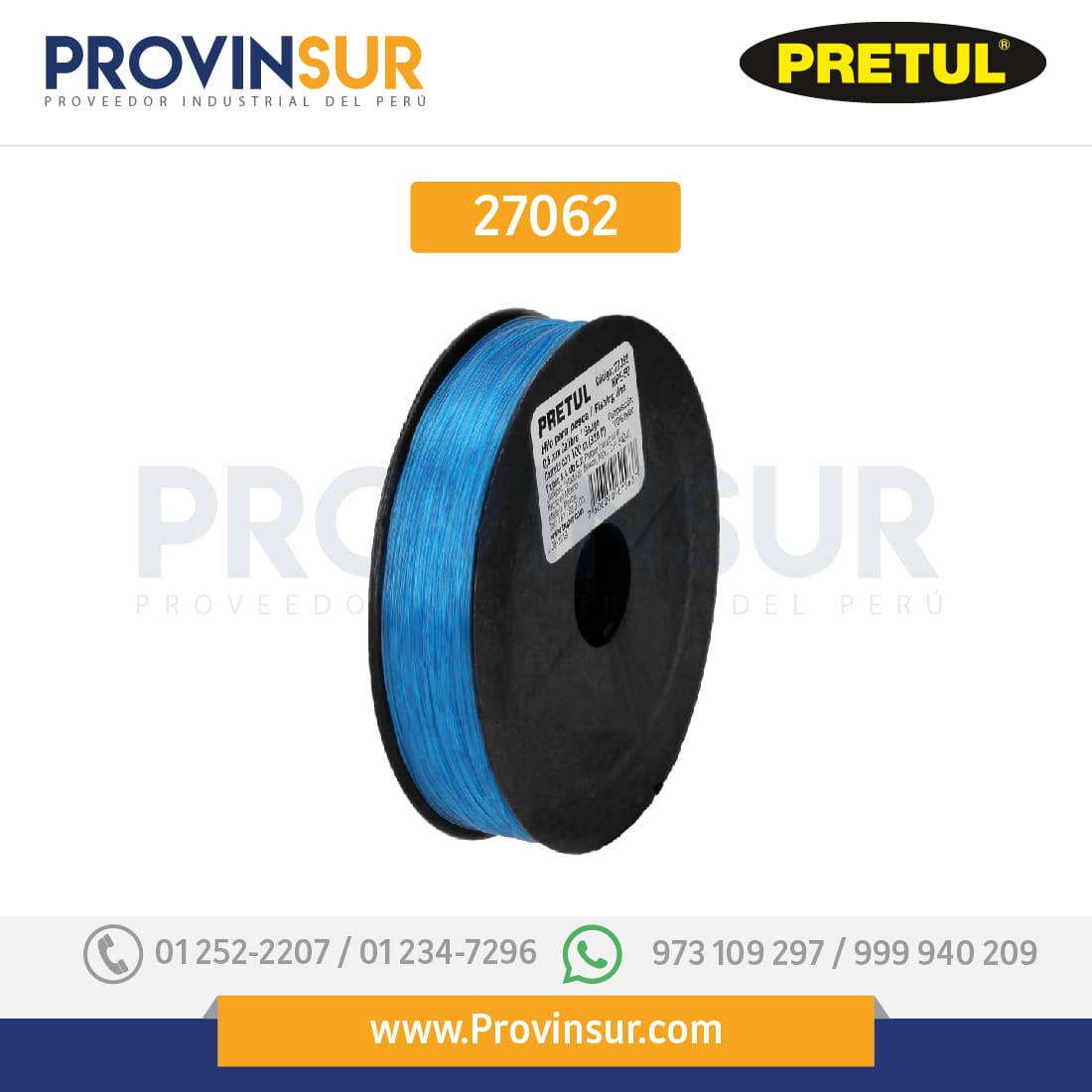 Carrete con 100 m de hilo para pesca azul calibre 0.50 mm 27062 Pretul 1 Carrete con 100 m de hilo para pesca azul calibre 0.50 mm