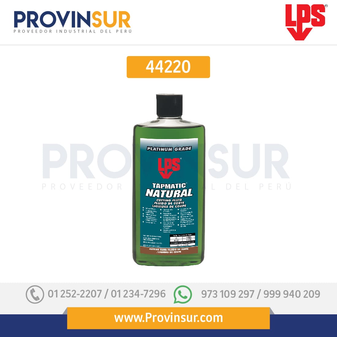 Fluido de Corte Tapmatic Natural 44220 LPS 1 Fluido de Corte Tapmatic Natural 44220 LPS