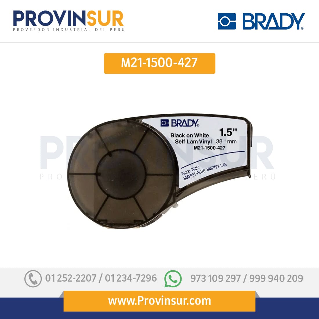 Autolaminables para alambre serie BMP21 Plus M21-1500-427 Brady 1 Autolaminables para alambre serie BMP21 Plus M21-1500-427 Brady