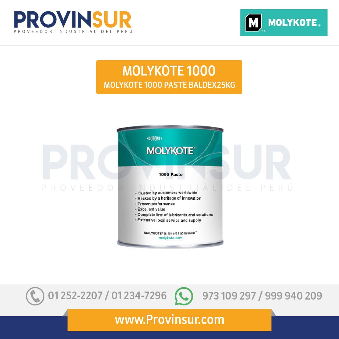 Pasta lubricante sólida 25 kg Molykote 1000 1 Pasta lubricante sólida 25 kg Molykote 1000